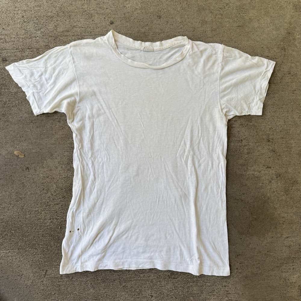 Vintage Archdale Blank White Tee Shirt Cotton Medium 40s 50s WW2